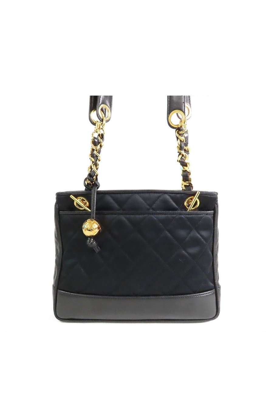 Chanel Cocoball Chain Black Gold Satin Lambskin Shoulder Bag